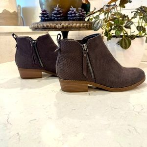 Grey suede booties